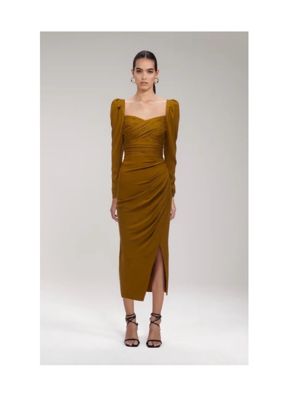 Self-Portrait 
KHAKI IRIS MIDI DRESS - US 4